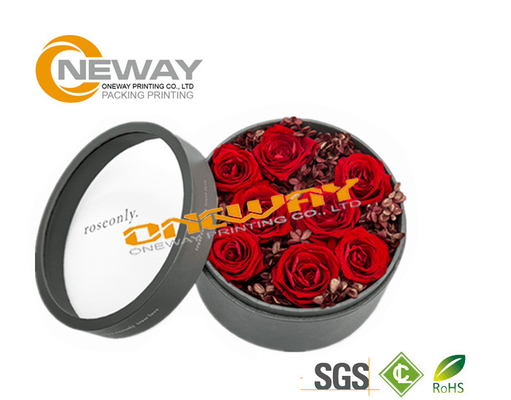 Custom Cylinder Round Rigid Cardboard Flower Gift Delivery Box with Ribbon Supplier