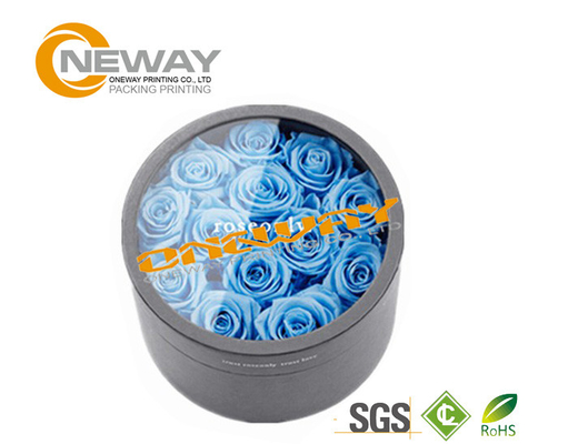 Custom Cylinder Round Rigid Cardboard Flower Gift Delivery Box with Ribbon Supplier