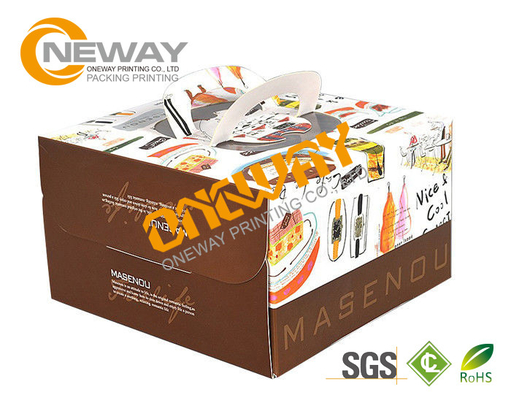 Printed Packaging Boxes ， Packing Factory Made Printed Paper Cake Box With Handle