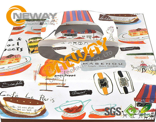 Printed Packaging Boxes ， Packing Factory Made Printed Paper Cake Box With Handle