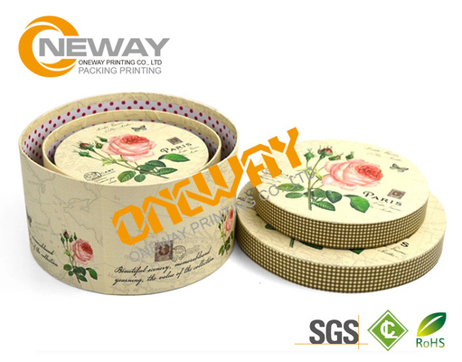 Beautiful Custom Printed Gift Boxes , Round Cardboard Boxes For Flowers