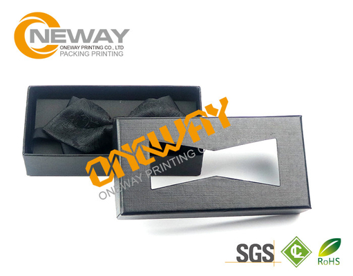 Black Personalised Cardboard Boxes Bow Tie Gift Boxes Printing With Window