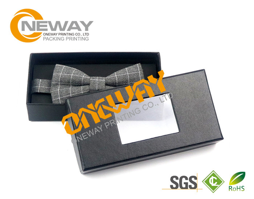 Black Personalised Cardboard Boxes Bow Tie Gift Boxes Printing With Window