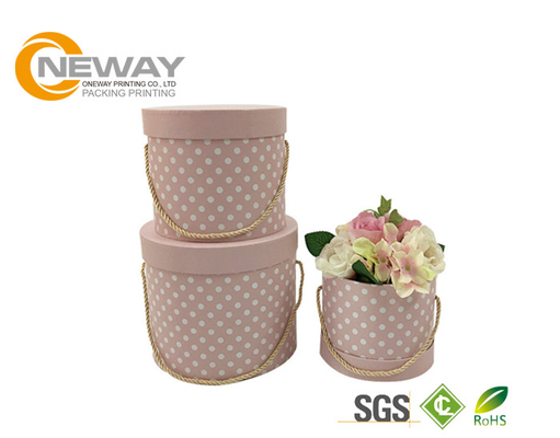 Luxury Cardboard Carton Paper Round Flower Box With Glossy / Matt Lamination Printing