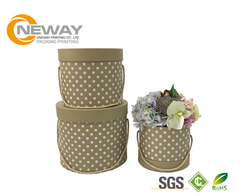 Luxury Cardboard Carton Paper Round Flower Box With Glossy / Matt Lamination Printing