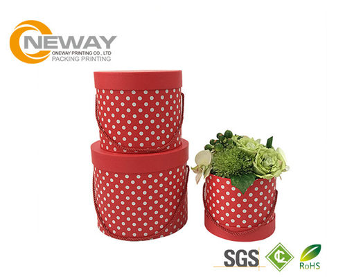 Luxury Cardboard Carton Paper Round Flower Box With Glossy / Matt Lamination Printing