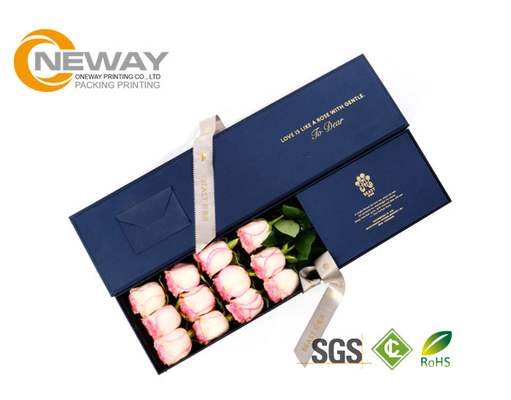 Classical Flower Paper Box For Valentine ' S Day Gift / Square Flower Packaging Box