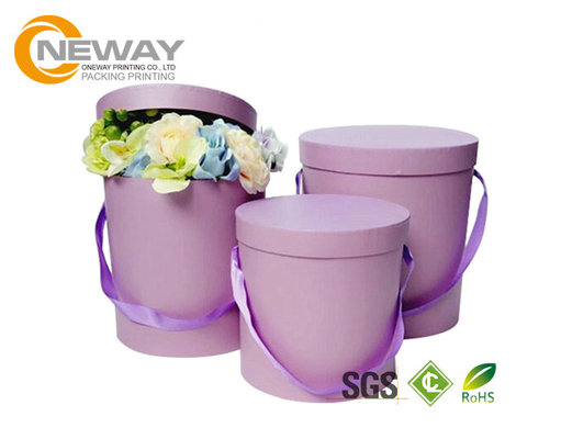 Flower Gift Box Fashion OEM Round Flower Paper Box Embossing Printing With Lids