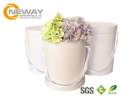 Flower Gift Box Fashion OEM Round Flower Paper Box Embossing Printing With Lids