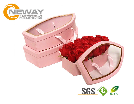Flower Gift Box Luxury Full Color Elegant Flower Square Rigid Cardboard Paper Box with Clear  Window