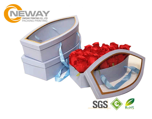 Flower Gift Box Luxury Full Color Elegant Flower Square Rigid Cardboard Paper Box with Clear  Window