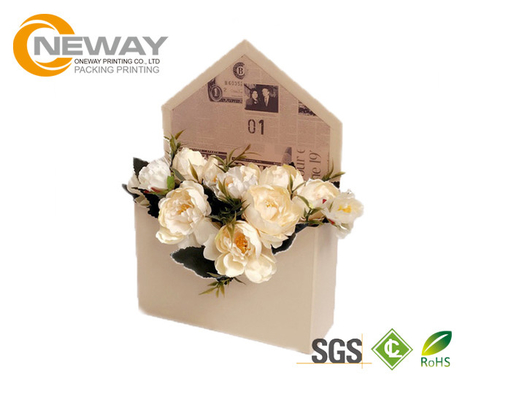 Flower Gift Box Fashion Rectangle Embossing Printing Flower Paper Box With Lids