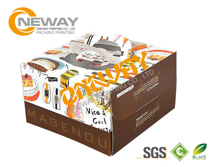 Printed Packaging Boxes ， Packing Factory Made Printed Paper Cake Box With Handle