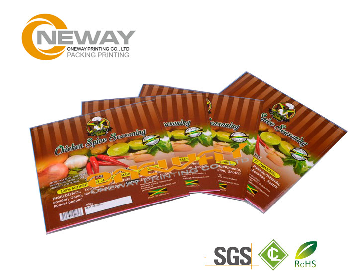 Printing Glossy Laminated Packaging Custom Product Labels For Chicken Spice Seasoning