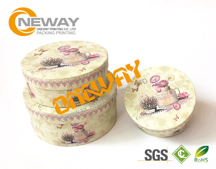 Beautiful Custom Printed Gift Boxes , Round Cardboard Boxes For Flowers